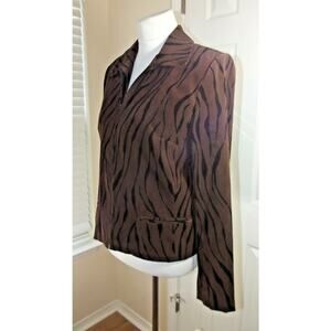 LENNIE FOR NINA LEONARD ZEBRA Animal PRINT JACKET - Brown/Black - Womens Size 10